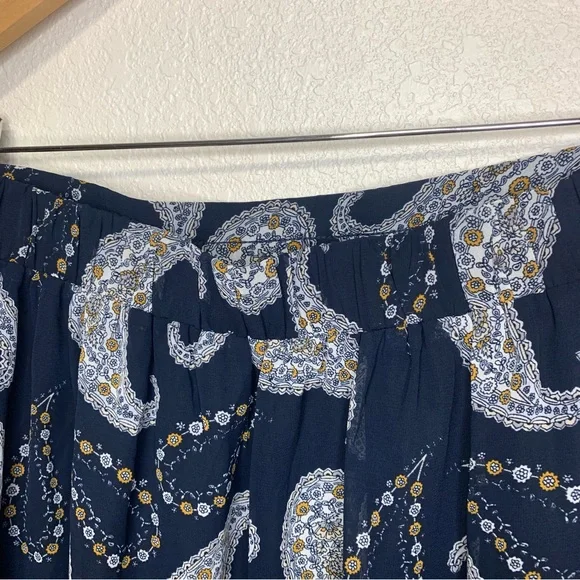NWOT L LOFT Outlet Paisley Print Ruffled Flowy Lined Navy Mimi Skirt - Picture 10 of 10